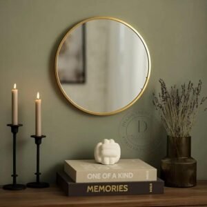 Round Sunburst Wall Mirror Gold Metal Frame