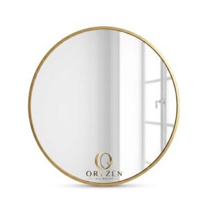 ORYZEN Round Gold Metal Framed Wall Mirror